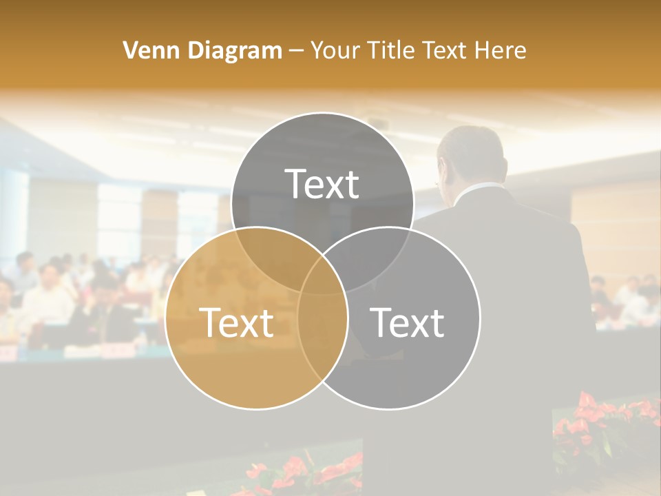 A Man Standing At A Podium In Front Of A Crowd Of People PowerPoint Template