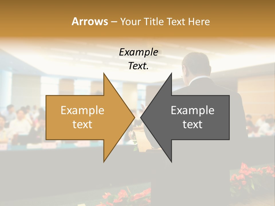 A Man Standing At A Podium In Front Of A Crowd Of People PowerPoint Template