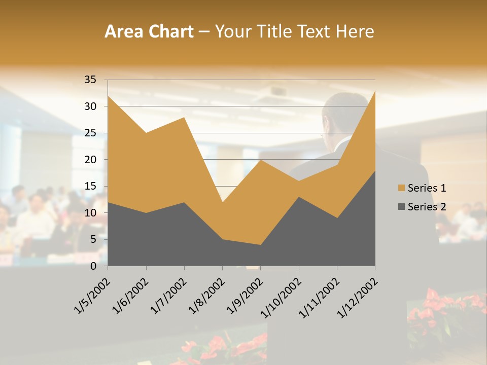 A Man Standing At A Podium In Front Of A Crowd Of People PowerPoint Template