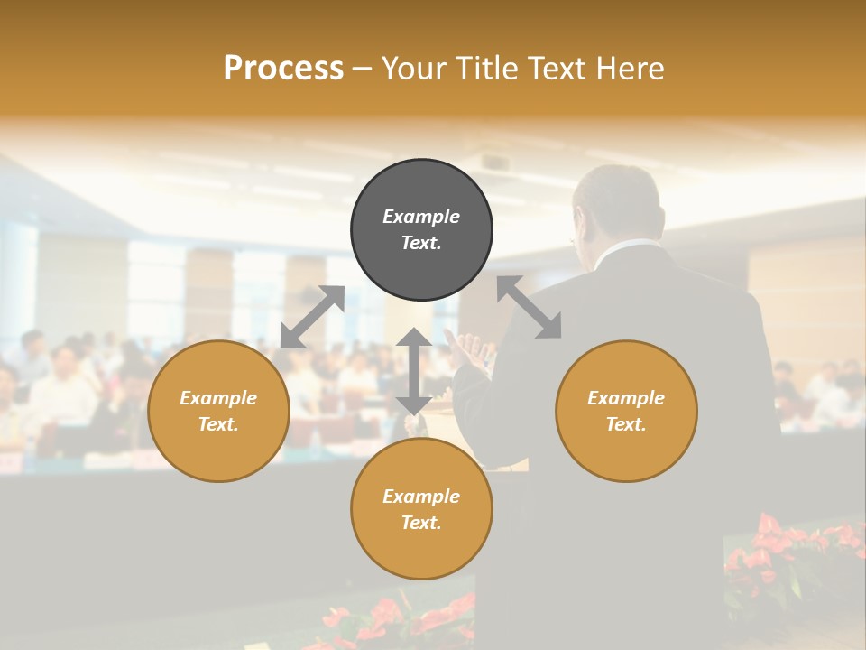 A Man Standing At A Podium In Front Of A Crowd Of People PowerPoint Template