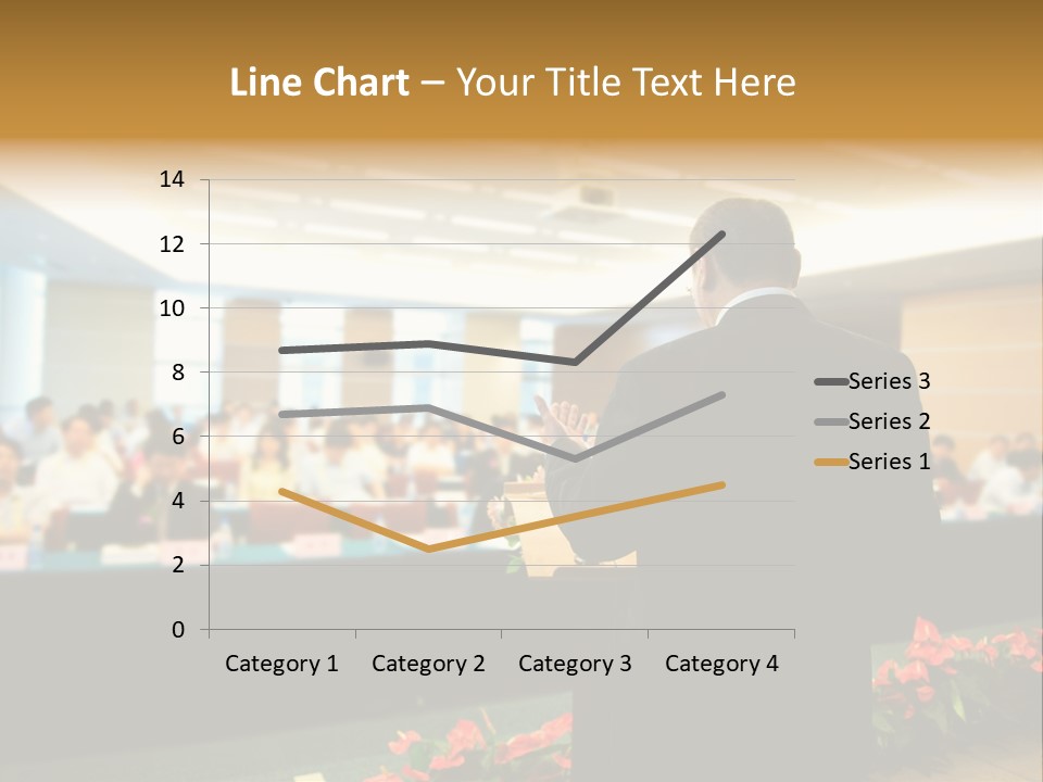 A Man Standing At A Podium In Front Of A Crowd Of People PowerPoint Template