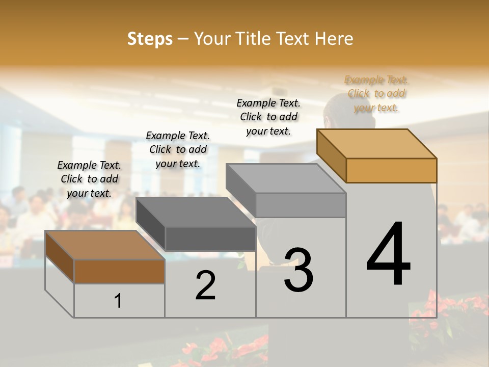 A Man Standing At A Podium In Front Of A Crowd Of People PowerPoint Template