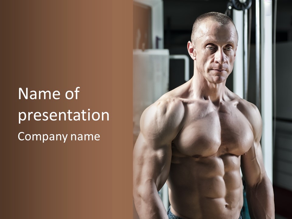 Strength Male Beauty Bicep PowerPoint Template