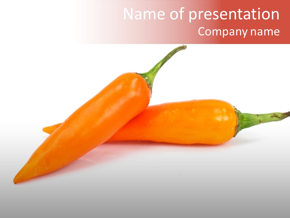 Two Orange Hot Peppers On A White Background PowerPoint Template