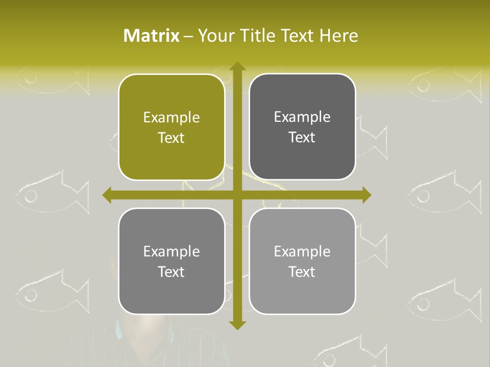 A Man Standing In Front Of A Blackboard With Fish Drawn On It PowerPoint Template