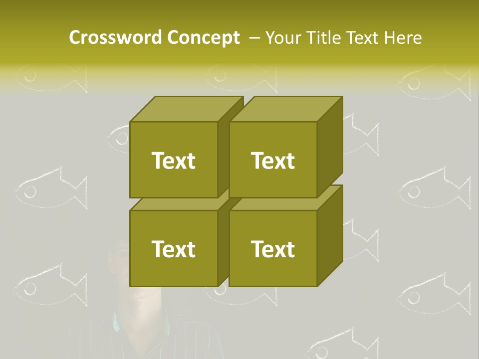 A Man Standing In Front Of A Blackboard With Fish Drawn On It PowerPoint Template