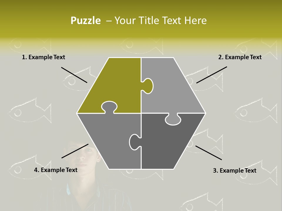 A Man Standing In Front Of A Blackboard With Fish Drawn On It PowerPoint Template
