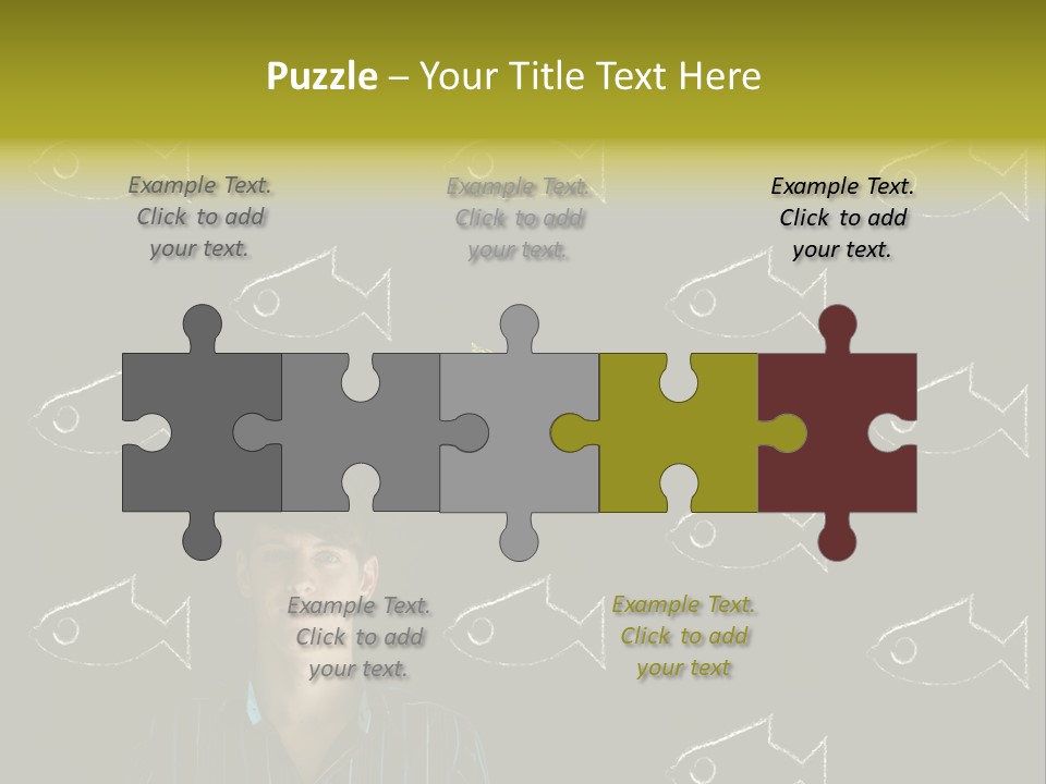 A Man Standing In Front Of A Blackboard With Fish Drawn On It PowerPoint Template