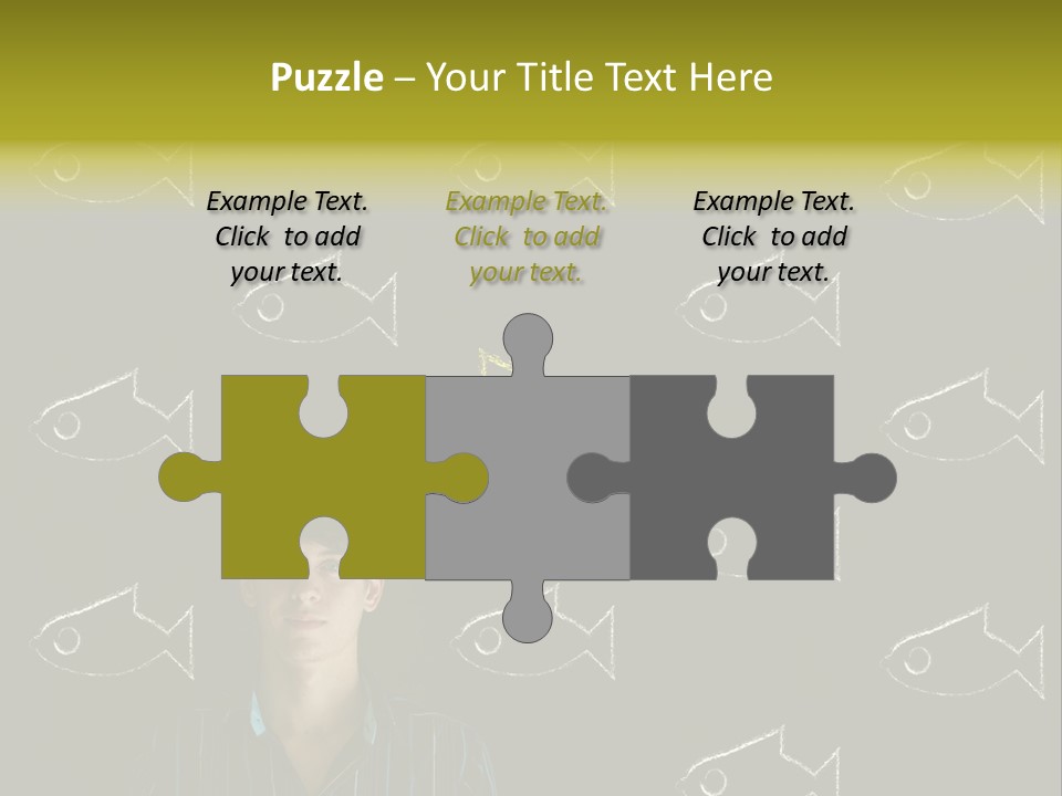 A Man Standing In Front Of A Blackboard With Fish Drawn On It PowerPoint Template