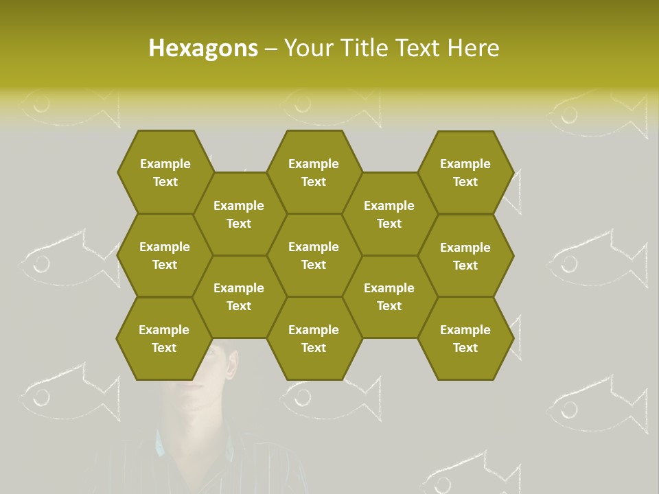 A Man Standing In Front Of A Blackboard With Fish Drawn On It PowerPoint Template