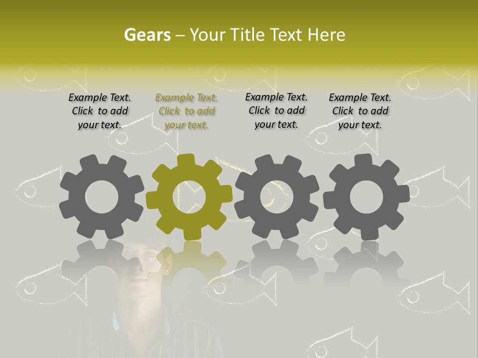 A Man Standing In Front Of A Blackboard With Fish Drawn On It PowerPoint Template