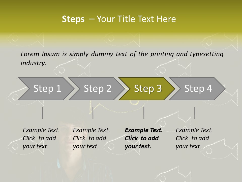 A Man Standing In Front Of A Blackboard With Fish Drawn On It PowerPoint Template