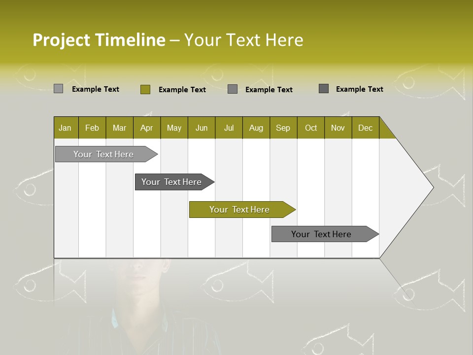 A Man Standing In Front Of A Blackboard With Fish Drawn On It PowerPoint Template