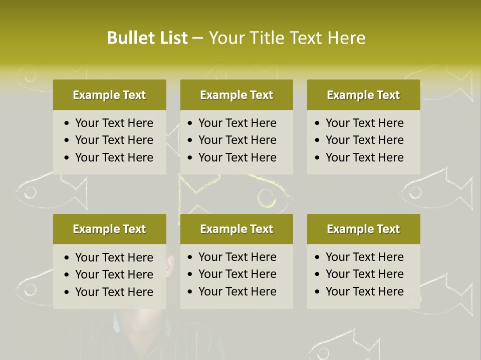 A Man Standing In Front Of A Blackboard With Fish Drawn On It PowerPoint Template