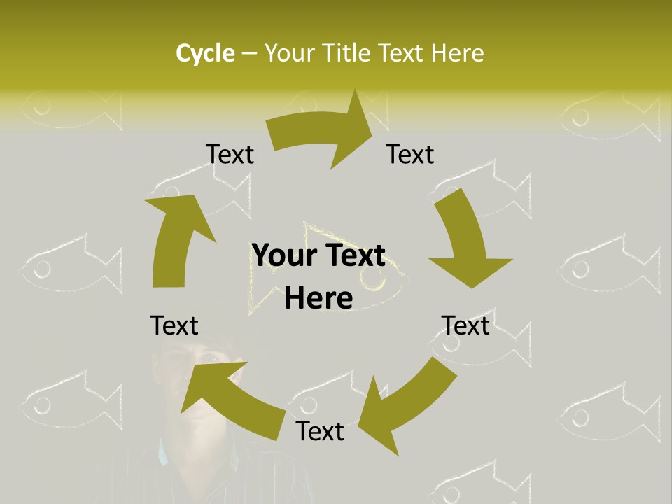 A Man Standing In Front Of A Blackboard With Fish Drawn On It PowerPoint Template