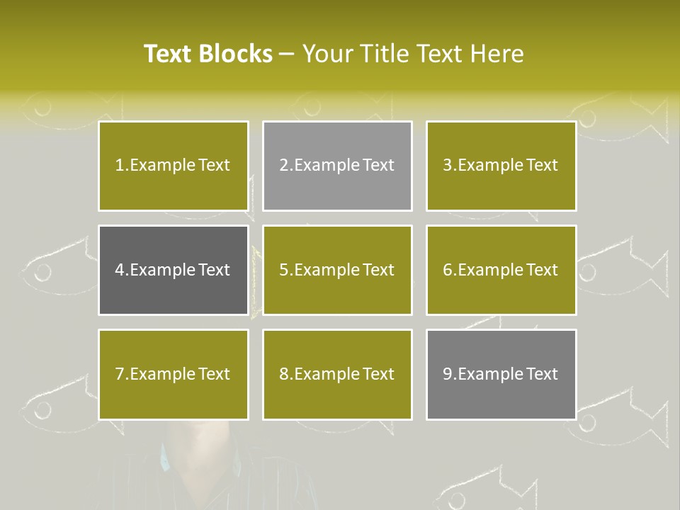 A Man Standing In Front Of A Blackboard With Fish Drawn On It PowerPoint Template