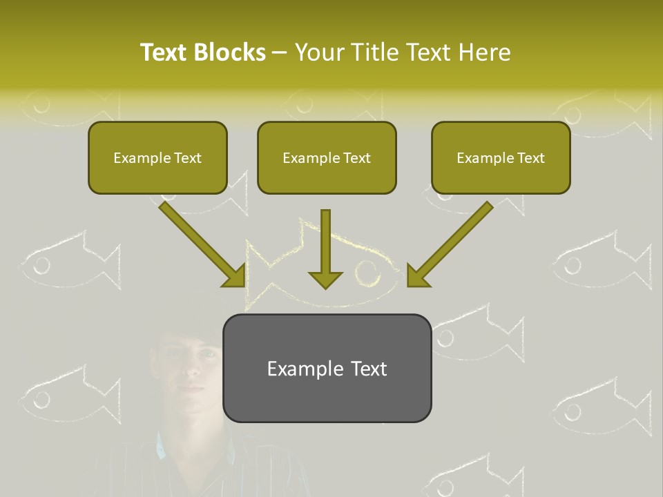 A Man Standing In Front Of A Blackboard With Fish Drawn On It PowerPoint Template
