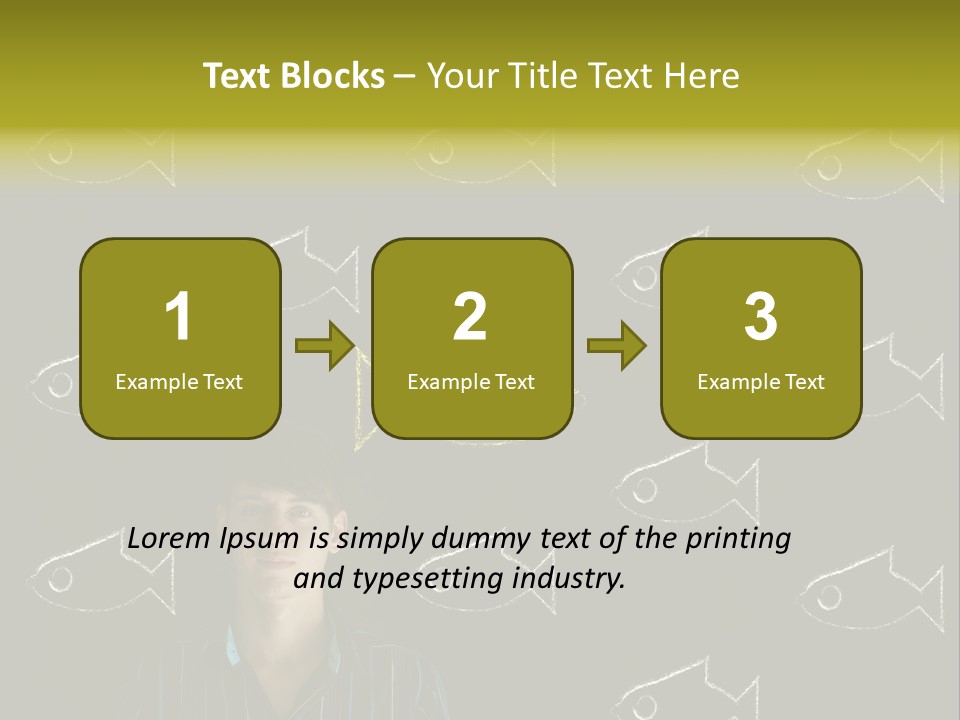A Man Standing In Front Of A Blackboard With Fish Drawn On It PowerPoint Template