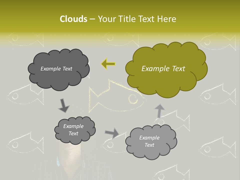 A Man Standing In Front Of A Blackboard With Fish Drawn On It PowerPoint Template