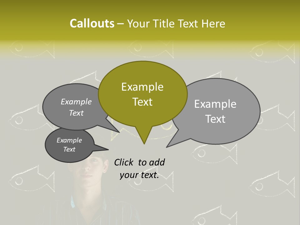 A Man Standing In Front Of A Blackboard With Fish Drawn On It PowerPoint Template