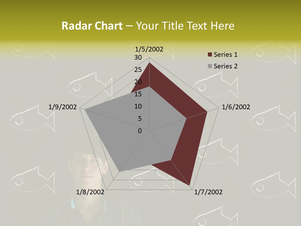 A Man Standing In Front Of A Blackboard With Fish Drawn On It PowerPoint Template