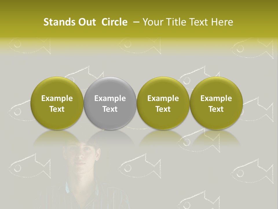 A Man Standing In Front Of A Blackboard With Fish Drawn On It PowerPoint Template