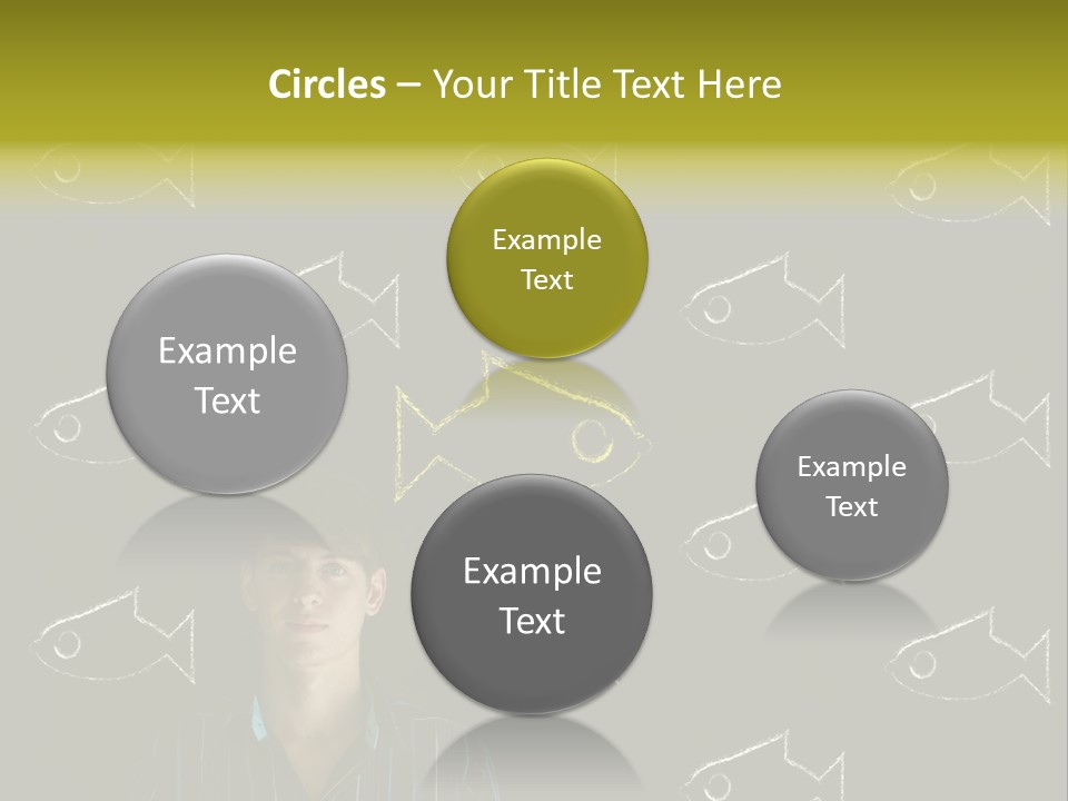 A Man Standing In Front Of A Blackboard With Fish Drawn On It PowerPoint Template