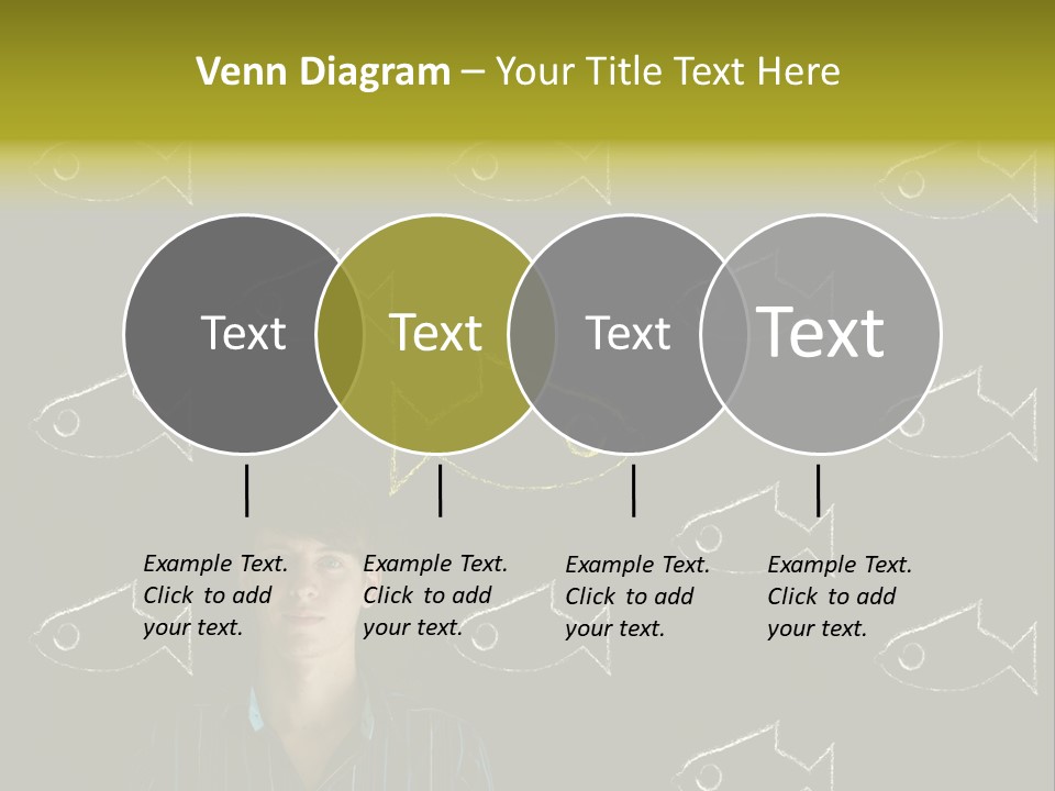 A Man Standing In Front Of A Blackboard With Fish Drawn On It PowerPoint Template