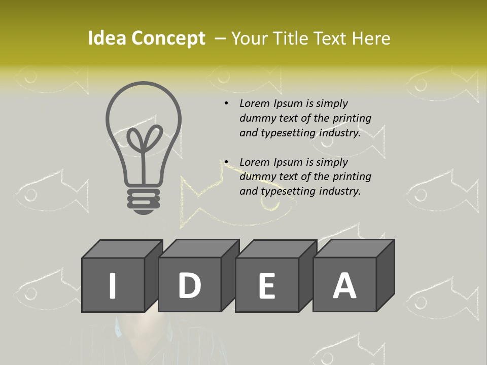 A Man Standing In Front Of A Blackboard With Fish Drawn On It PowerPoint Template