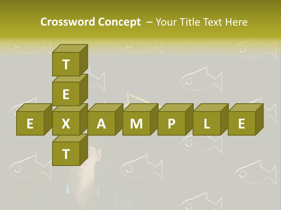 A Man Standing In Front Of A Blackboard With Fish Drawn On It PowerPoint Template