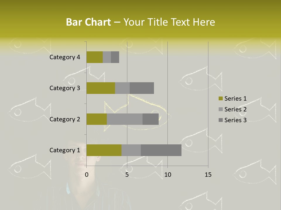 A Man Standing In Front Of A Blackboard With Fish Drawn On It PowerPoint Template