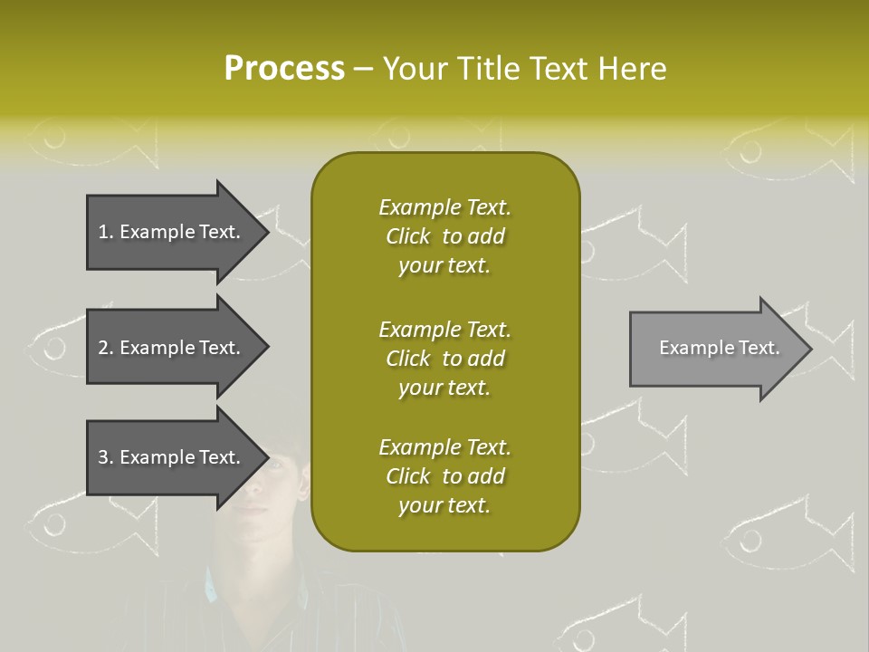 A Man Standing In Front Of A Blackboard With Fish Drawn On It PowerPoint Template