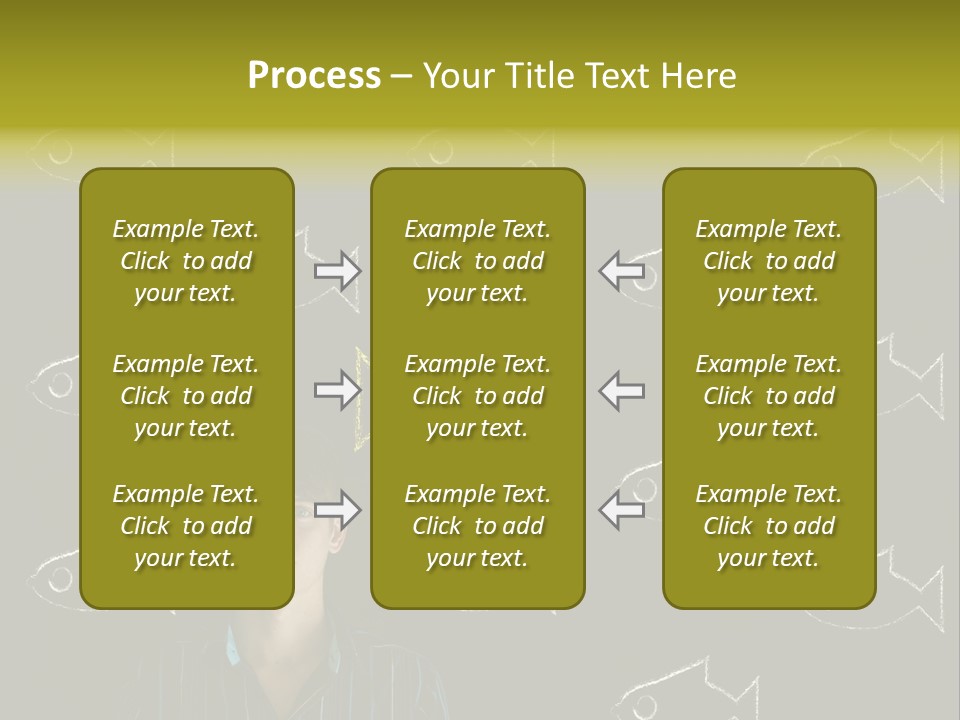 A Man Standing In Front Of A Blackboard With Fish Drawn On It PowerPoint Template