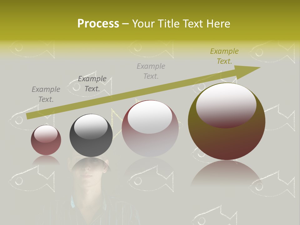 A Man Standing In Front Of A Blackboard With Fish Drawn On It PowerPoint Template