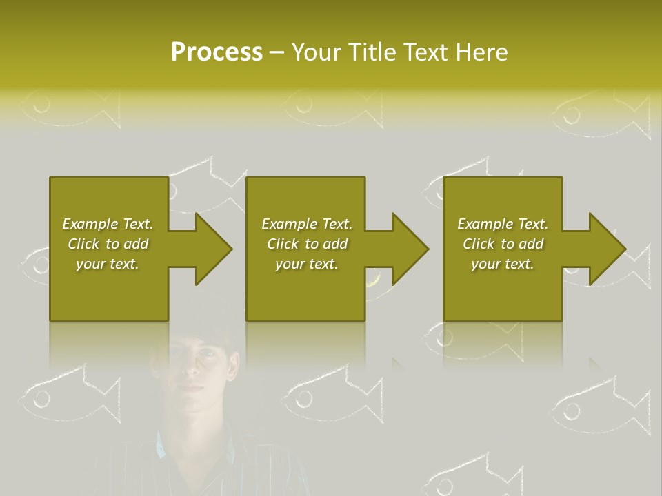 A Man Standing In Front Of A Blackboard With Fish Drawn On It PowerPoint Template