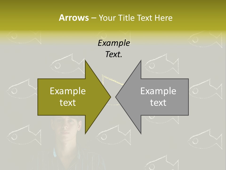 A Man Standing In Front Of A Blackboard With Fish Drawn On It PowerPoint Template