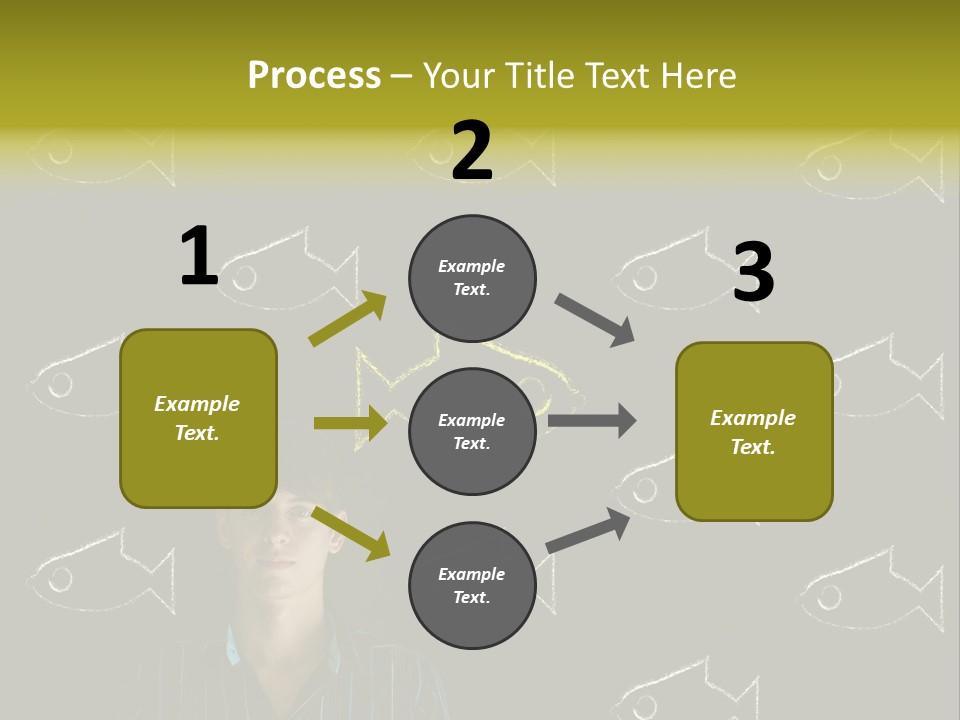 A Man Standing In Front Of A Blackboard With Fish Drawn On It PowerPoint Template