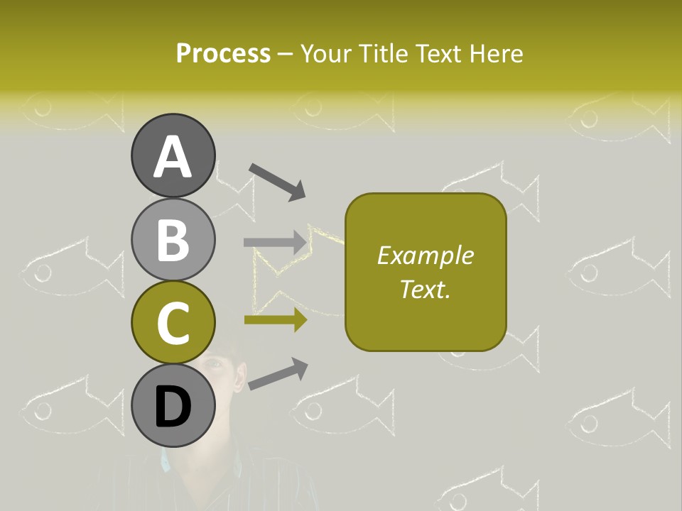 A Man Standing In Front Of A Blackboard With Fish Drawn On It PowerPoint Template