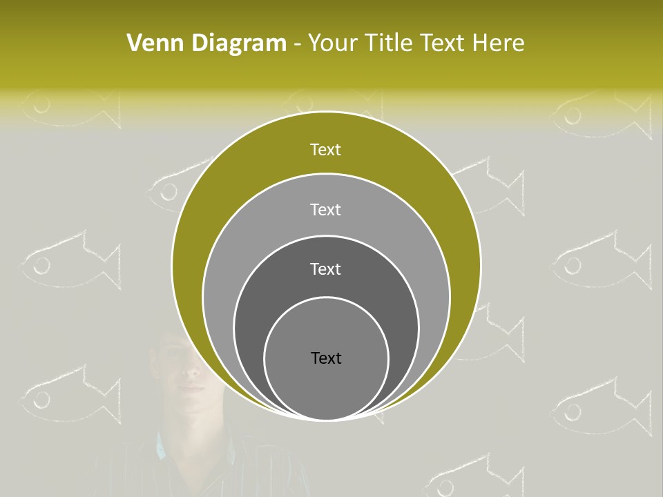 A Man Standing In Front Of A Blackboard With Fish Drawn On It PowerPoint Template