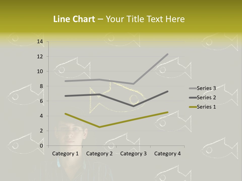 A Man Standing In Front Of A Blackboard With Fish Drawn On It PowerPoint Template