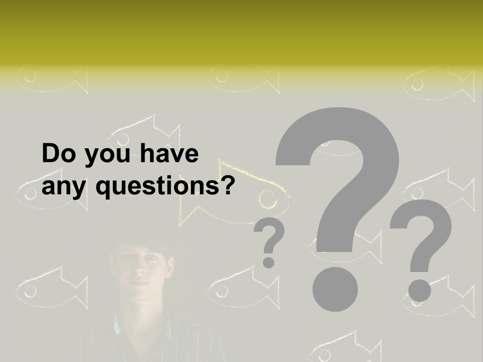 A Man Standing In Front Of A Blackboard With Fish Drawn On It PowerPoint Template