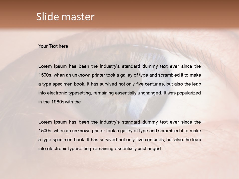 A Close Up Of A Person's Eye With A Brown Background PowerPoint Template