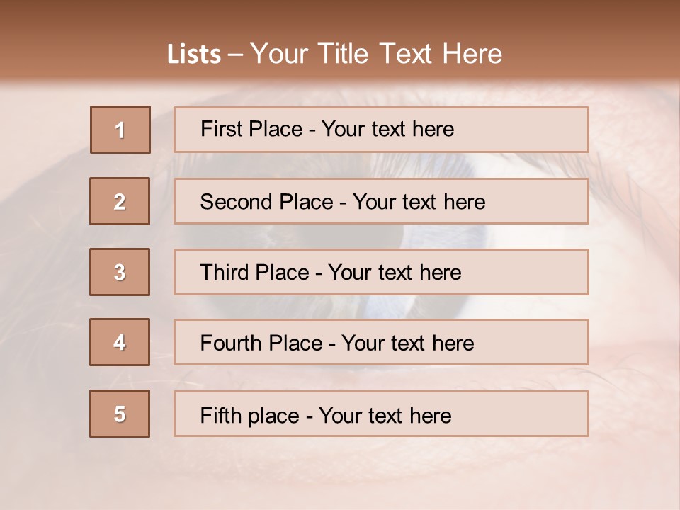 A Close Up Of A Person's Eye With A Brown Background PowerPoint Template