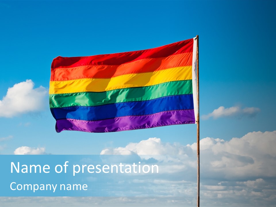 A Rainbow Flag Is Flying In The Sky PowerPoint Template