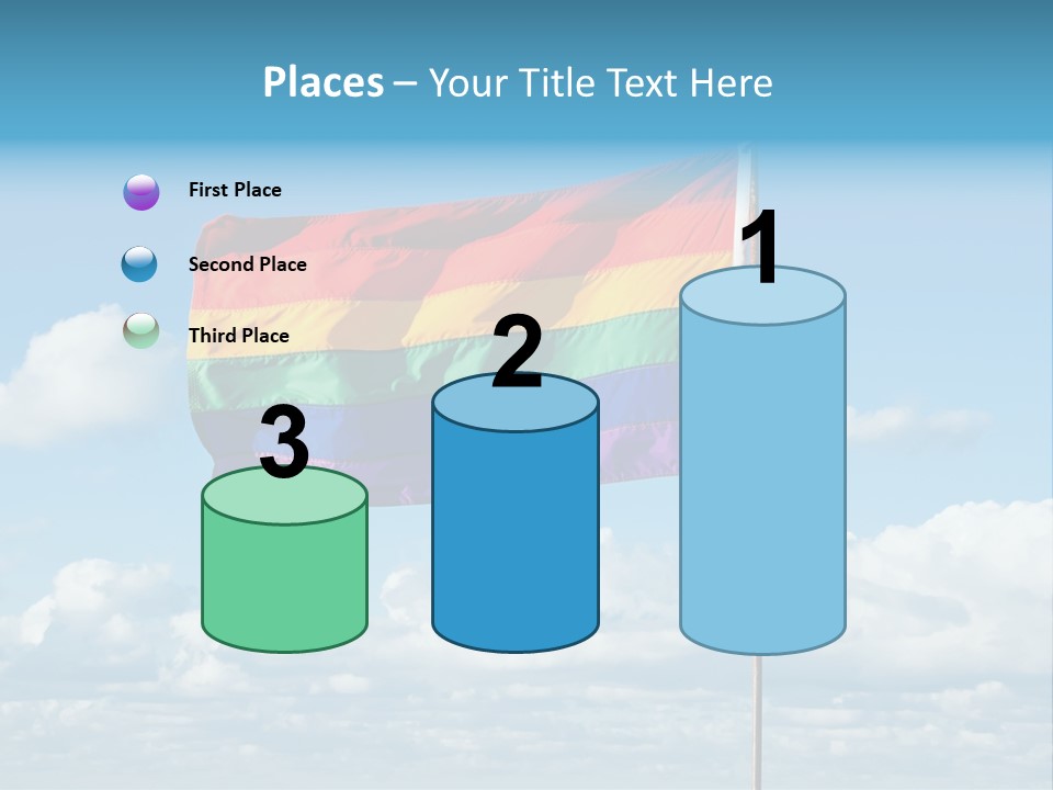 A Rainbow Flag Is Flying In The Sky PowerPoint Template