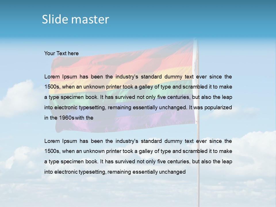 A Rainbow Flag Is Flying In The Sky PowerPoint Template