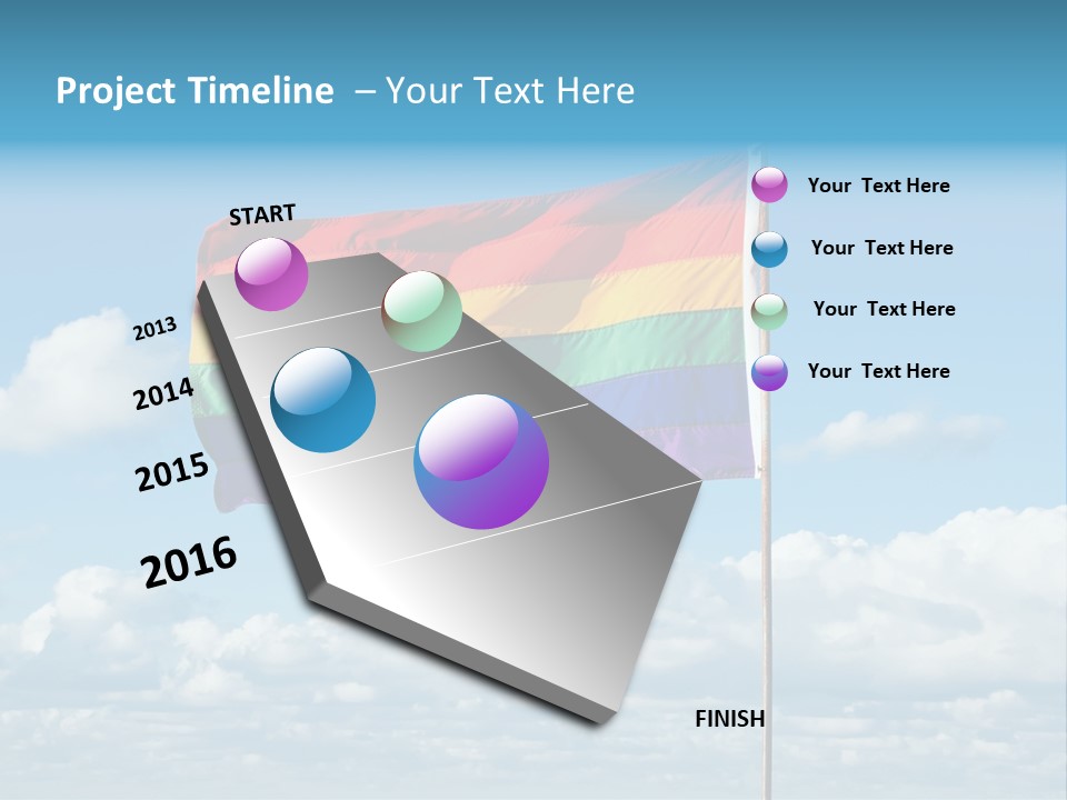 A Rainbow Flag Is Flying In The Sky PowerPoint Template