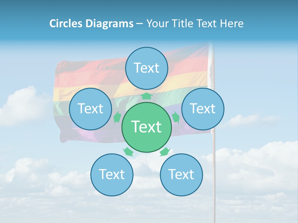 A Rainbow Flag Is Flying In The Sky PowerPoint Template