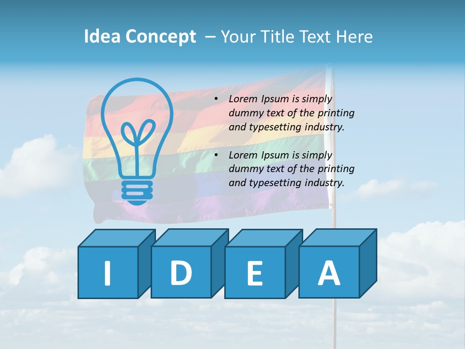 A Rainbow Flag Is Flying In The Sky PowerPoint Template