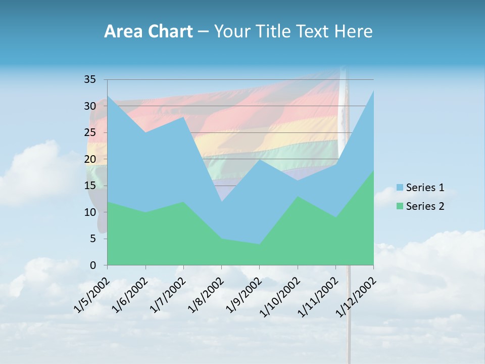A Rainbow Flag Is Flying In The Sky PowerPoint Template